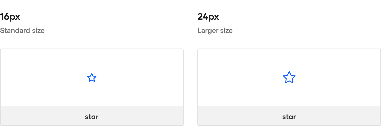 Example of available icon sizes